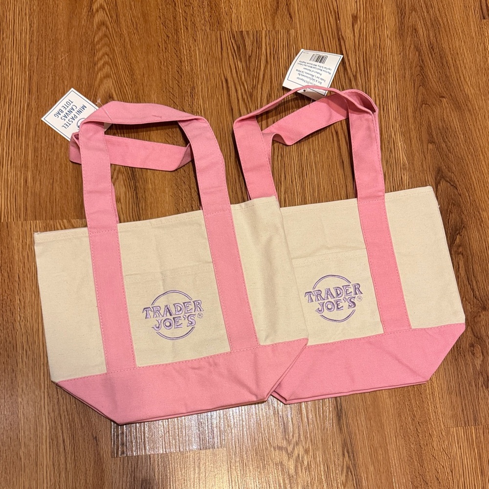 2 Pink and Cream trader Joe’s mini Tote Bag